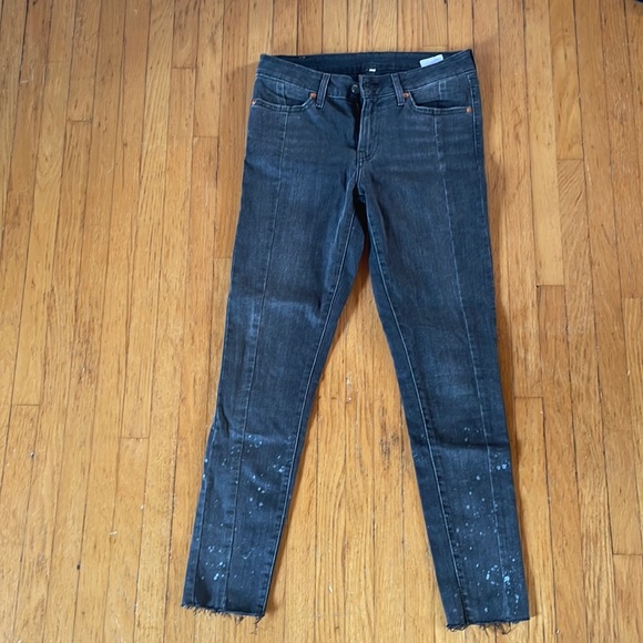 Grey levis skinny jeans. Size 27. Distressed hem. - Picture 1 of 5